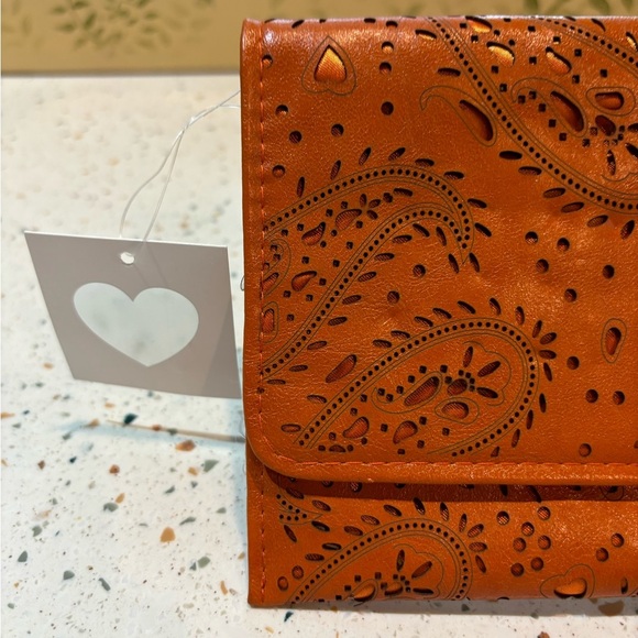 Long‎ Orange Paisley Print Clutch HandBag - Picture 7 of 8